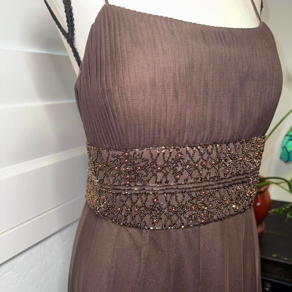 Y2K boho fairycore beaded chocolate brown formal evening maxi dress gown - Picture 5 of 8